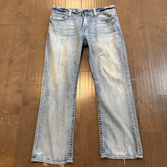 Big Star Jeans Mens 38 Relaxed Straight Leg Blue Voyage Denim Distressed Buckle - Picture 1 of 16